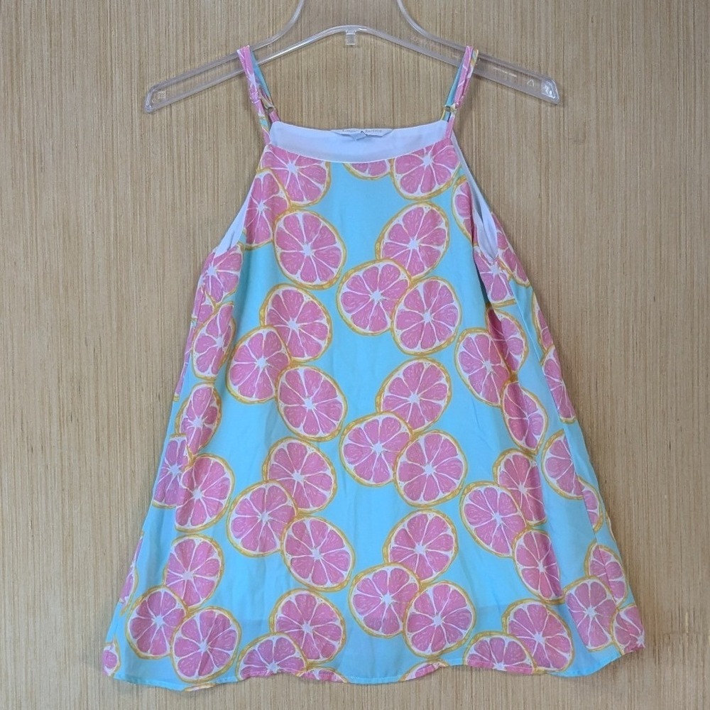 Lauren James Pink Grapefruit‎ Citrus Print Cami Top Size XS Sleeveless Swing
